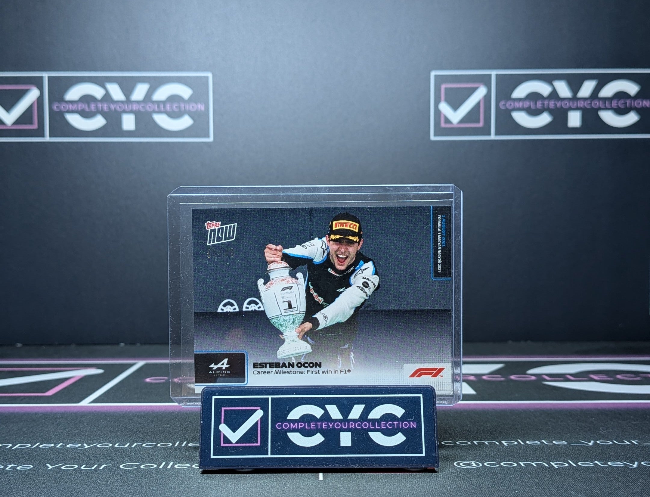 Esteban Ocon Navy /99 Topps Now F1 2021 #37 First Win in F1 Alpine Racing Card