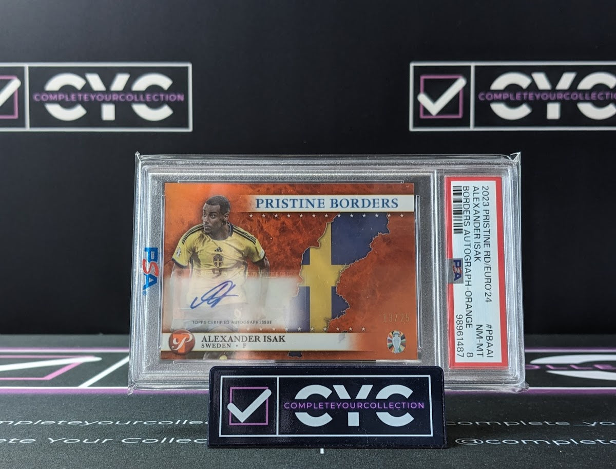 Alexander Isak Orange Auto /25 Topps Pristine Borders 2023 PSA 8 - Sweden Team