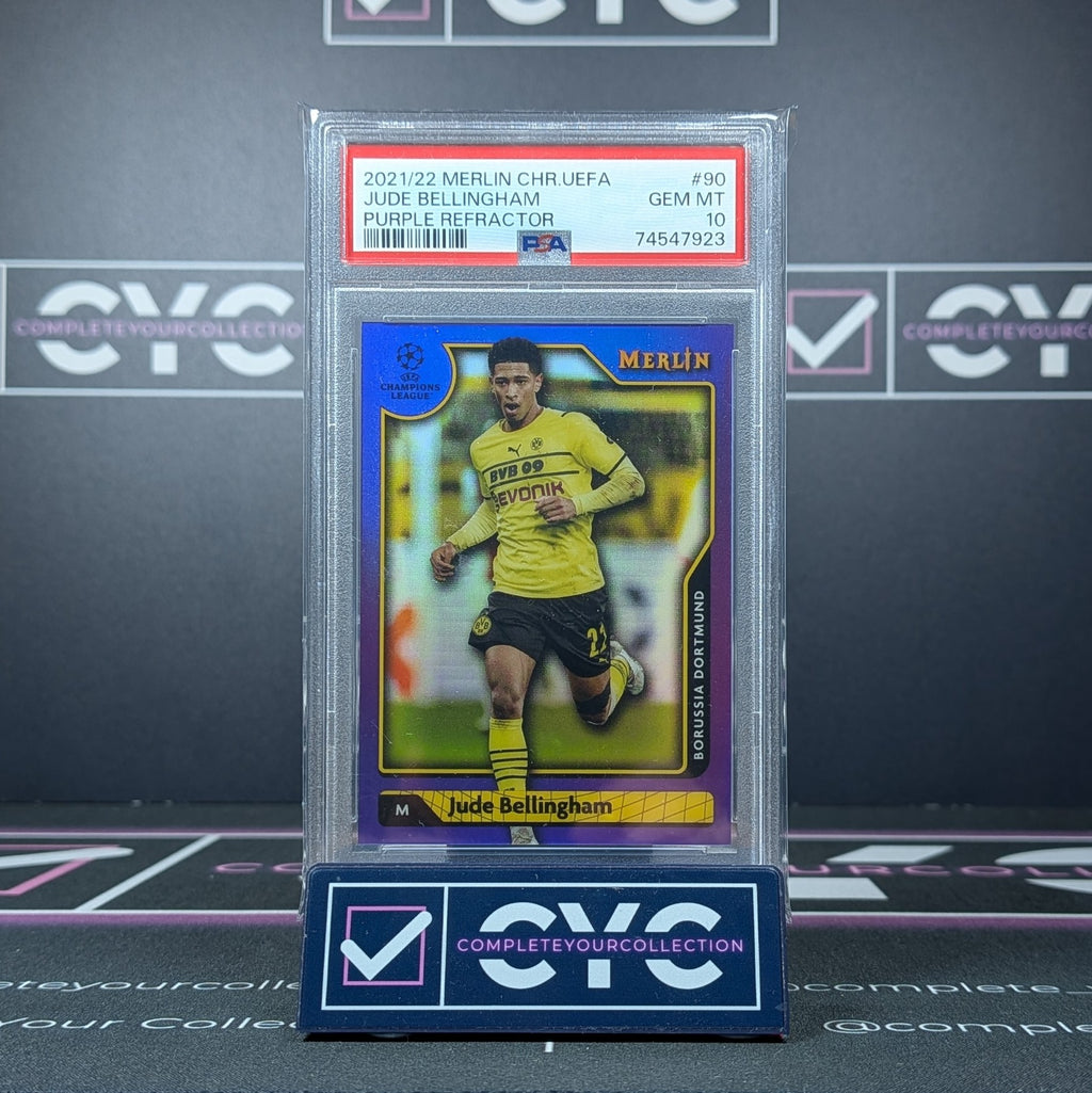 Jude Bellingham Purple /15 PSA 10 Topps Merlin Chrome 2021/22 - Dortmund FC