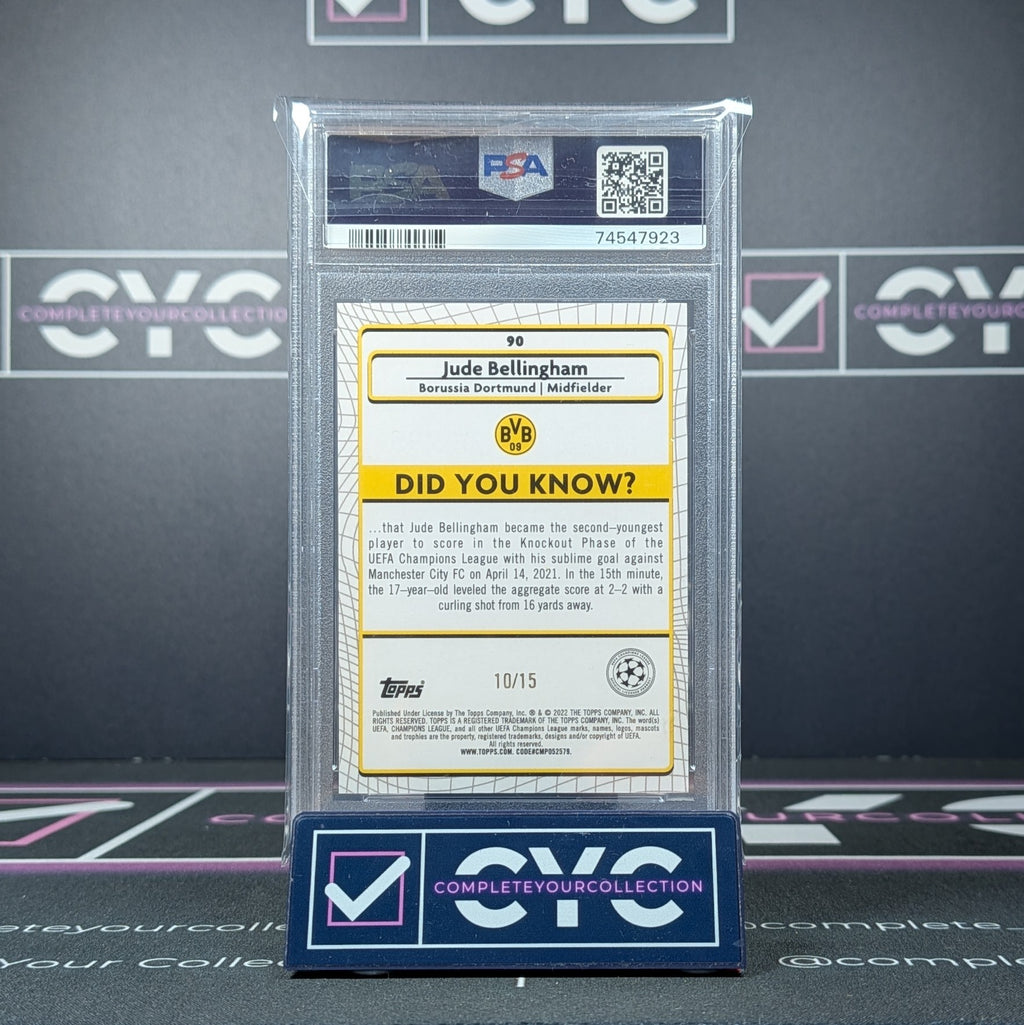 Jude Bellingham Purple /15 PSA 10 Topps Merlin Chrome 2021/22 - Dortmund FC